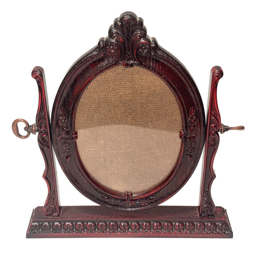 Vintage Ornate Oval Swivel Faux Wood Tilt Picture Frame 5" x 7" BRITISH~MCM - Picture 3 of 16